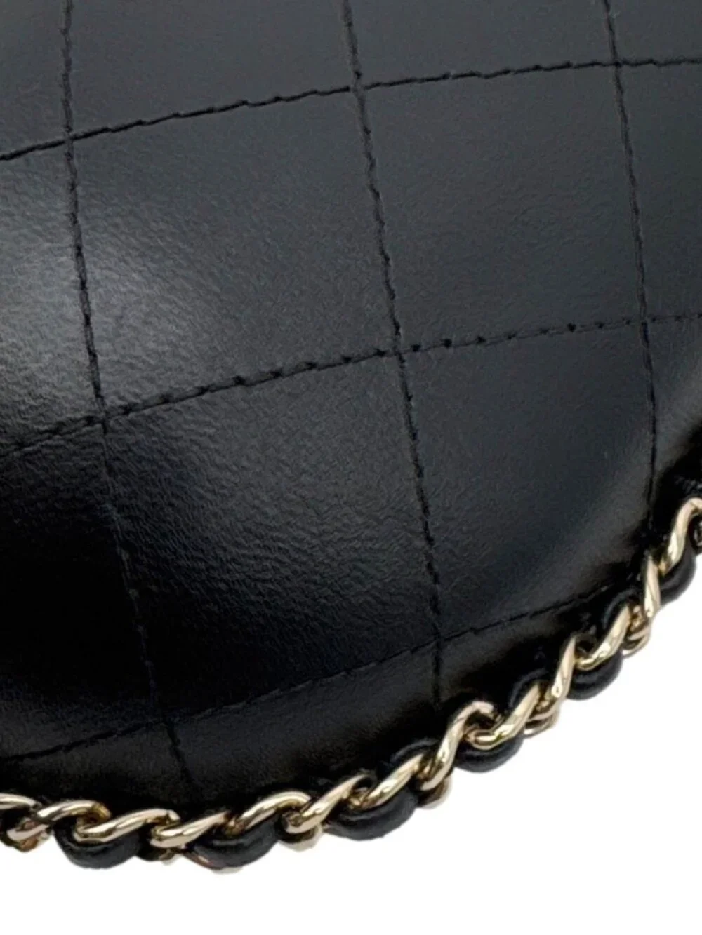 Chanel  Interlocking CC Logo Quilted Lambskin Leather Chain Around Phone Holder